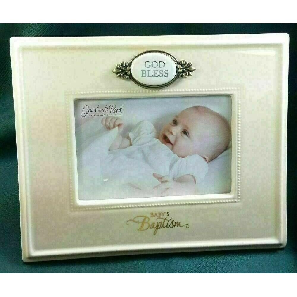 Grasslands Road Ceramic Picture Frame Babys Baptism Christening New In Box